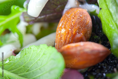 close-up  vegetables  nuts  lettuce salad  salad