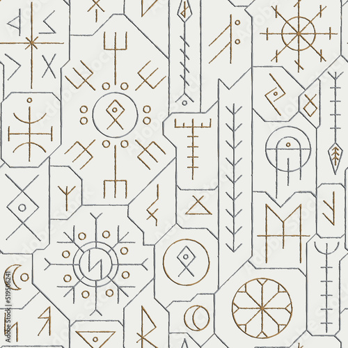 Viking runes seamless pattern