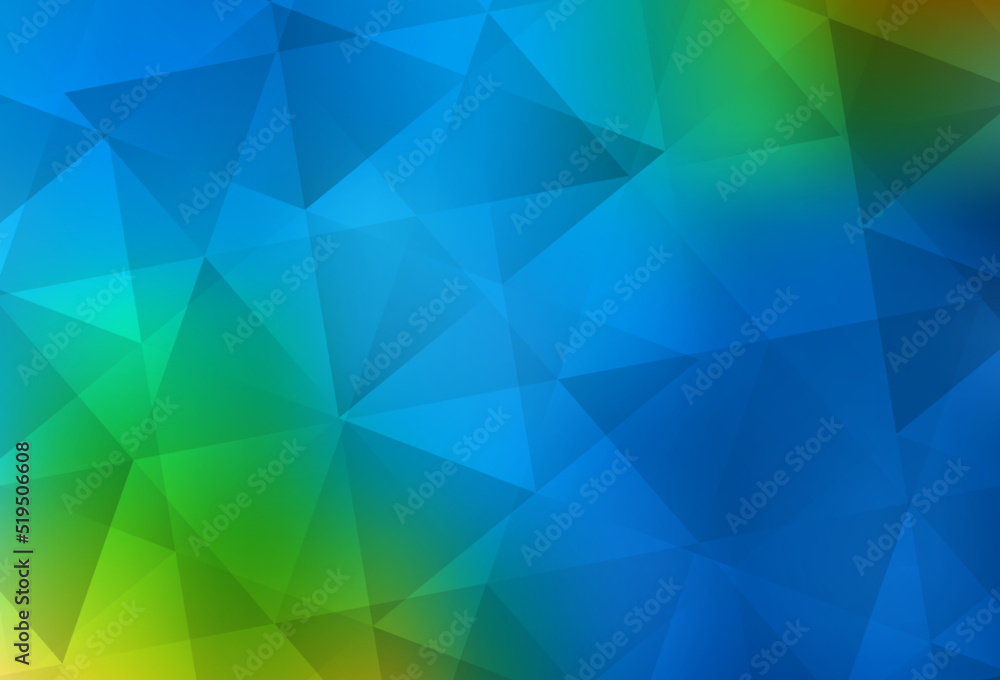Fototapeta premium Light Blue, Green vector shining triangular background.