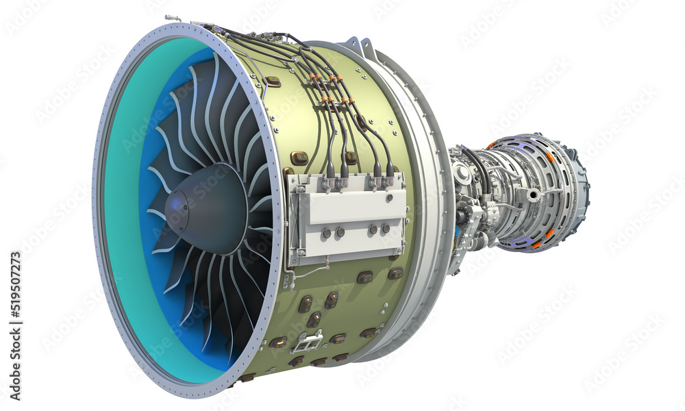 Turbofan Jet Engine 3D rendering Stock Illustration | Adobe Stock