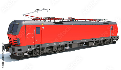 Locomotive Train 3D rendering on white background