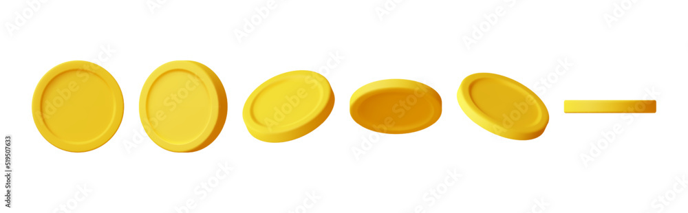 3D Gold Coin Icons Set Isolated. 3D Gold Coin Icons Set Isolated.