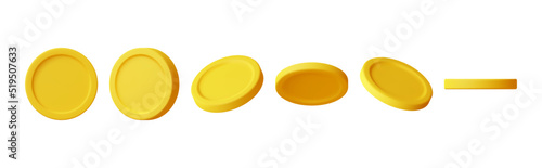 3D Gold Coin Icons Set Isolated.