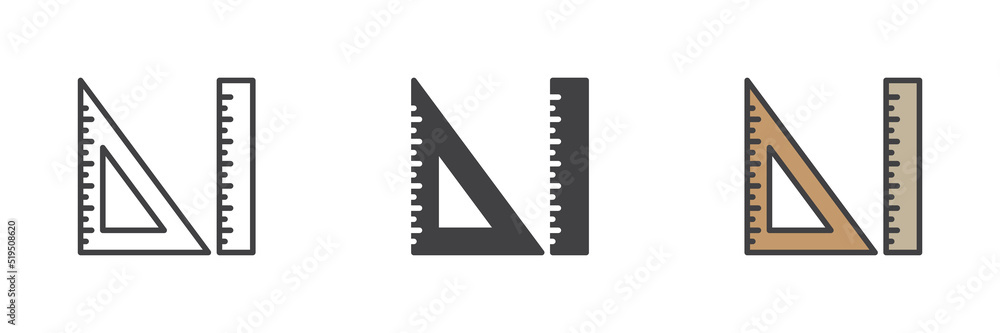Triangle ruler and straightedge icon