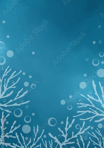 Coral reef and bubble under the sea frame vector for decoration on marine life and summer holiday.