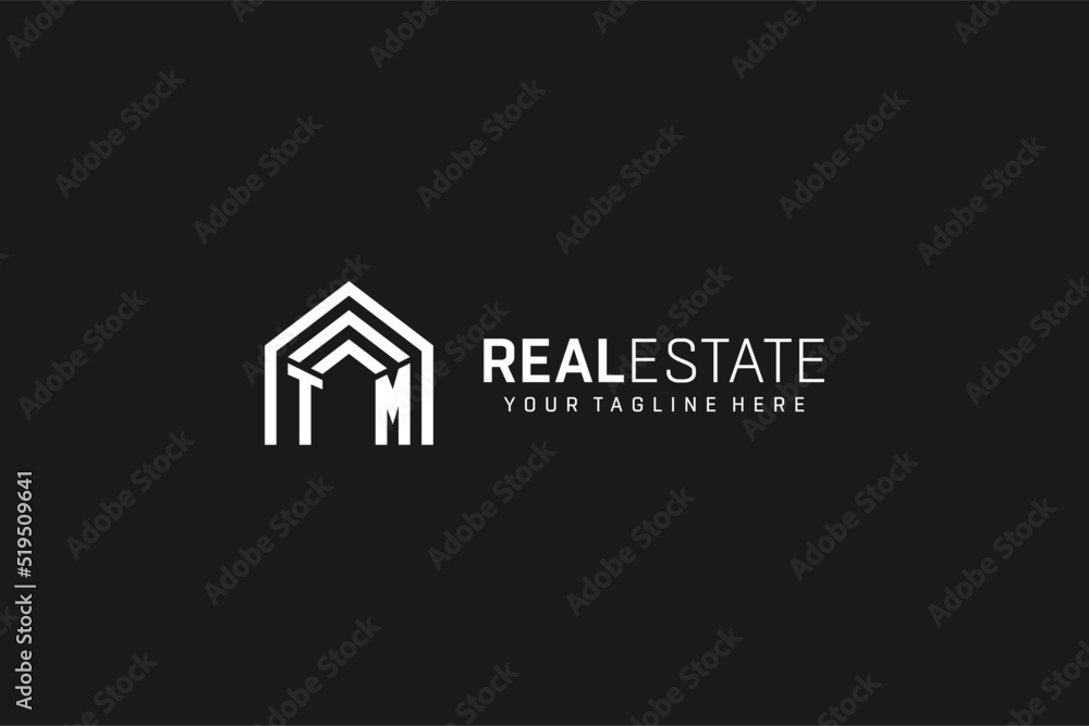 Plakát Letter TM house roof shape logo, creative real estate monogram ...