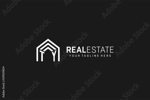 Letter TY house roof shape logo, creative real estate monogram logo style photo