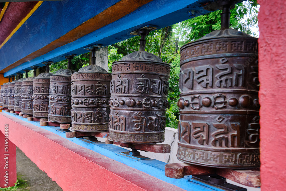 17 June 2022, Gangtok, Sikkim, Ranka (Lingdum or Pal Zurmang Kagyud), Golden Temple, Monastery in Gangtok, selective focus. 17 June 2022, Gangtok, Sikkim, Ranka (Lingdum or Pal Zurmang Kagyud), Golden Temple, Monastery in Gangtok, selective focus.