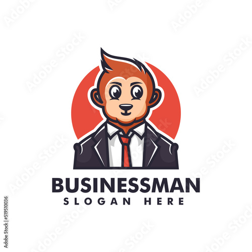 Vector Logo Illustration Businessman Mascot Cartoon Style. photo