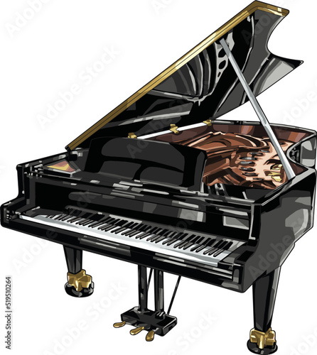 piano isolated on white background for poster, t-shirt print, business element, social media content, blog, sticker, vlog, and card. vector illustration.