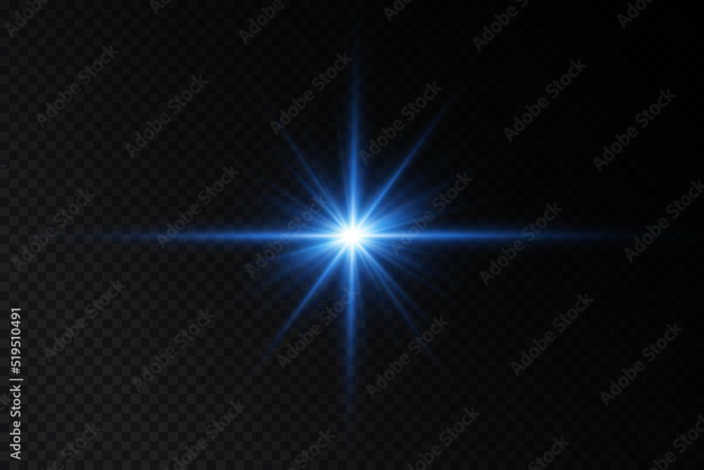 Glow effect. Blue glowing particles, stars. Vector illustration.