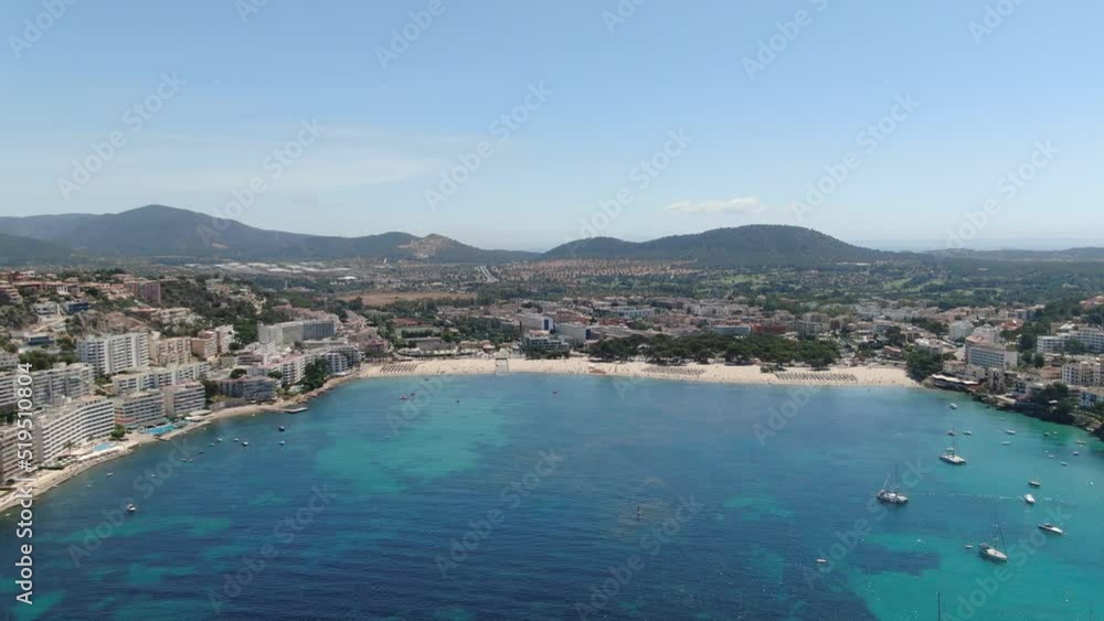 Santa Ponsa beautiful panoramic view of the seacoast of Majorca with an amazing turquoise sea,. Concept of summer, travel, relax, hotel, holiday and enjoy Santa Ponsa beautiful panoramic view of the seacoast of Majorca with an amazing turquoise sea,. Concept of summer, travel, relax, hotel, holiday and enjoy