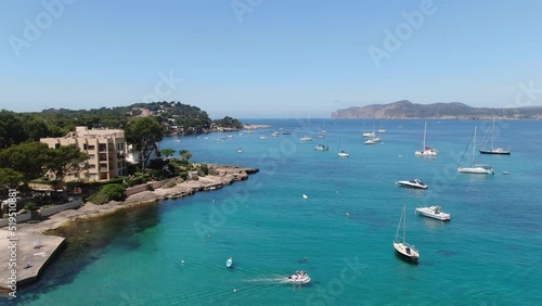 Santa Ponsa beautiful panoramic view of the seacoast of Majorca with an amazing turquoise sea,. Concept of summer, travel, relax, hotel, holiday and enjoy photo