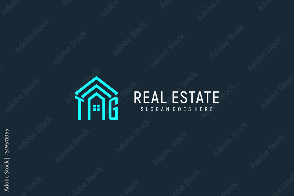 Initial letter TG roof logo real estate with creative and modern logo ...