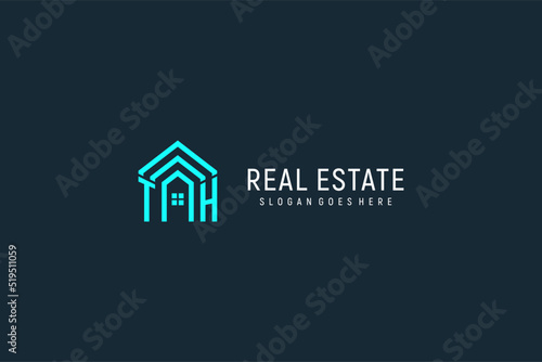 Initial letter TH roof logo real estate with creative and modern logo style