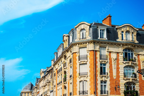 Antique building view in Reims, France