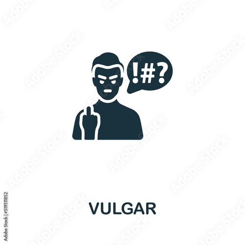 Vulgar icon. Monochrome simple line Protest icon for templates, web design and infographics