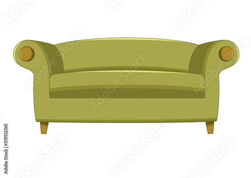 Green sofa isolated on white