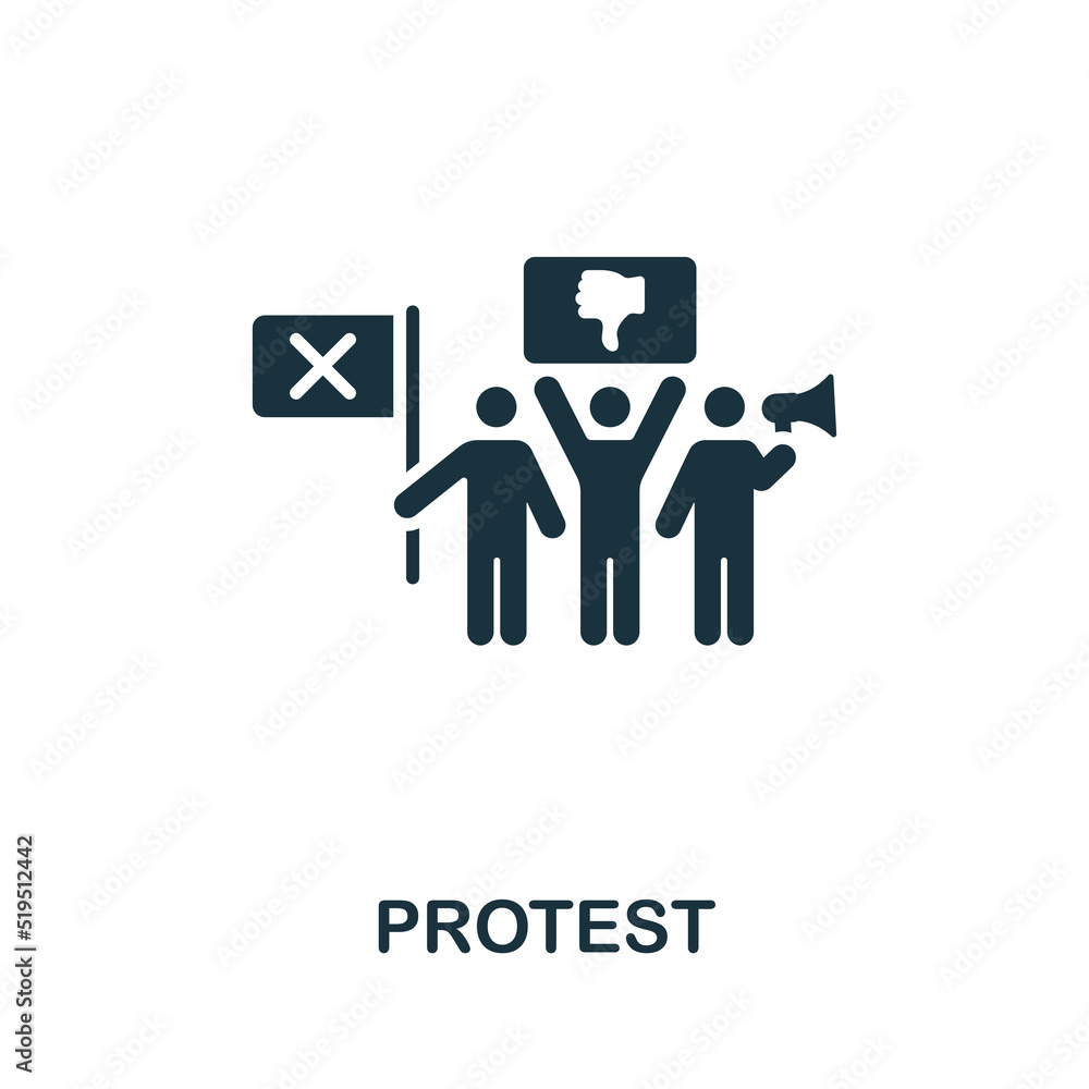 Protest icon. Monochrome simple line Protest icon for templates, web design and infographics Protest icon. Monochrome simple line Protest icon for templates, web design and infographics
