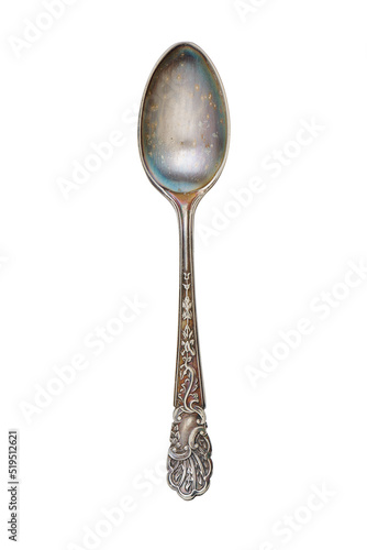 Metal oxidized dessert spoon, cut out, photo stacking © MaxCab