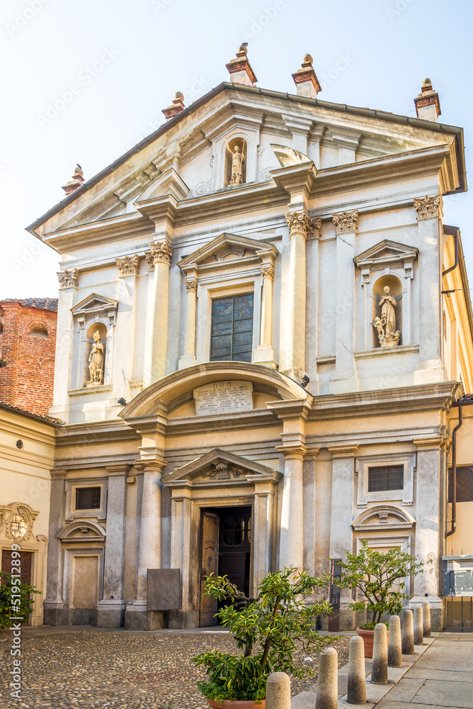 View at the Church of  San Giovanni Decollato in the streets of Novara - Italy