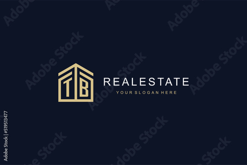 Letter TB with simple home icon logo design, creative logo design for mortgage real estate