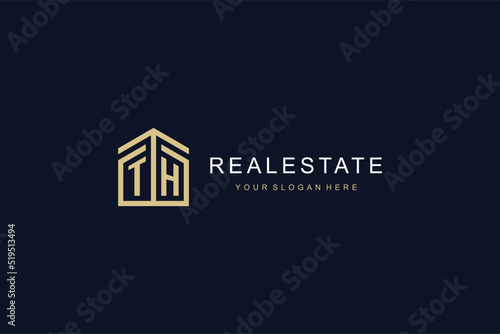 Letter TH with simple home icon logo design, creative logo design for mortgage real estate