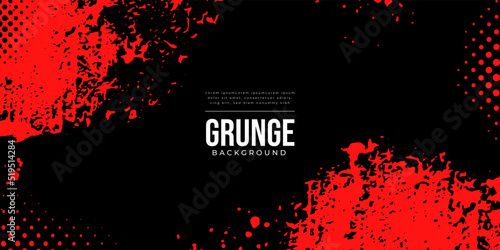 Black and red abstract grunge background with halftone style.