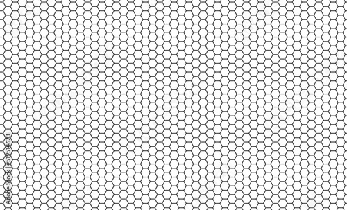 Hexagon honeycomb seamless pattern. Honeycomb grid seamless texture. Hexagonal cell texture. Bee honey hexagon shapes. Vector illustration on white background.