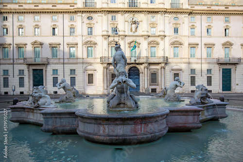 Fontana del Moro (Moor Fountain) located in Piazza Navona, Rome, Italy photo