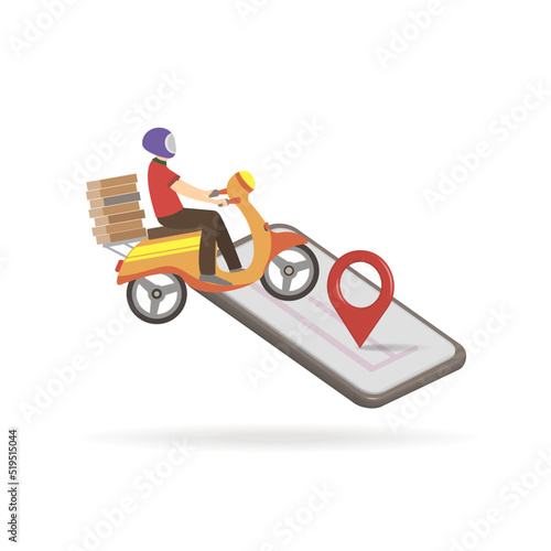 

Fast delivery of the parcel.
 Order a parcel using an electronic application. Vector illustration.