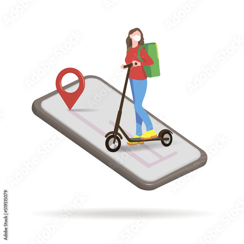 

Fast delivery of the parcel.
 Order a parcel using an electronic application. Vector illustration.