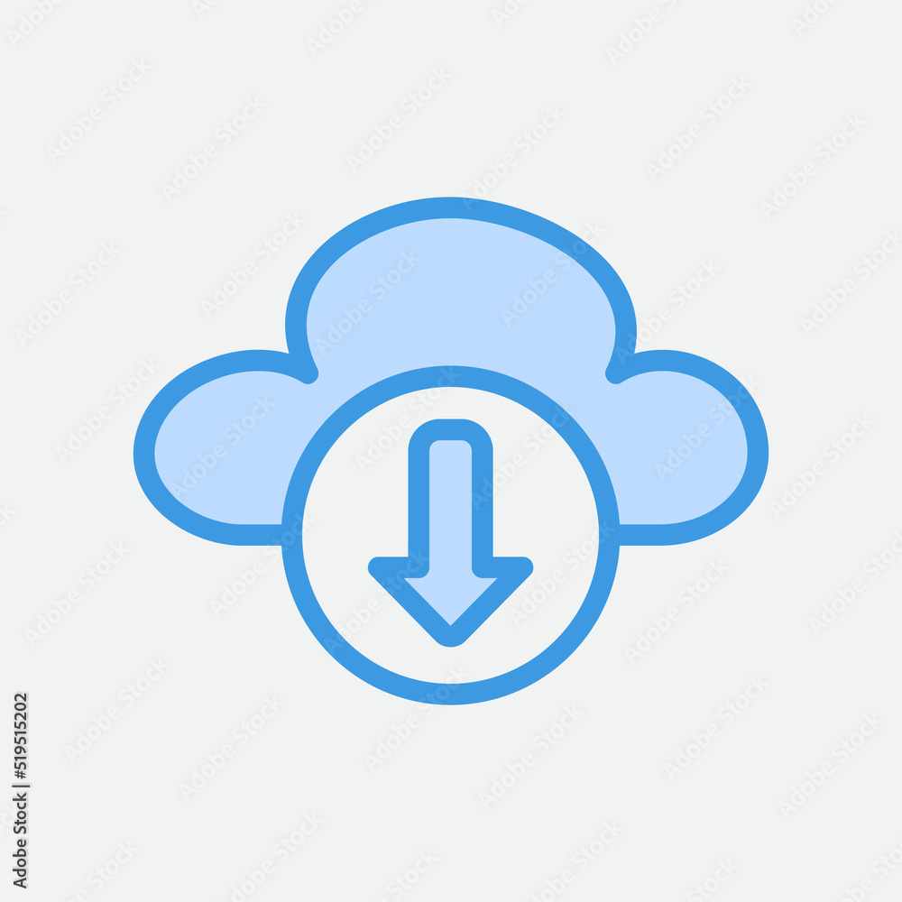 Download icon in blue style about cloud computing, use for website mobile app presentation Download icon in blue style about cloud computing, use for website mobile app presentation