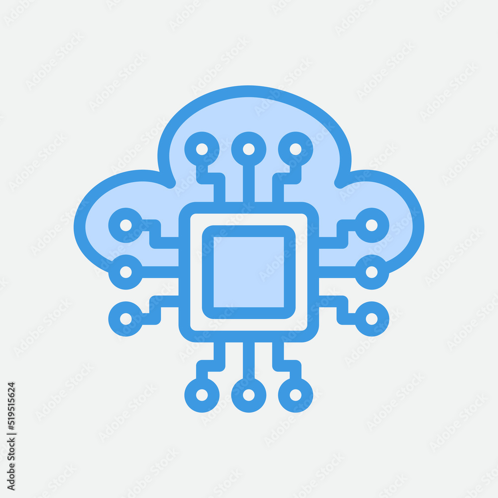 Processor icon in blue style about cloud computing, use for website mobile app presentation Processor icon in blue style about cloud computing, use for website mobile app presentation