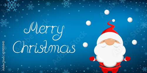 Christmas greeting card with Santa Claus. Vector illustration.