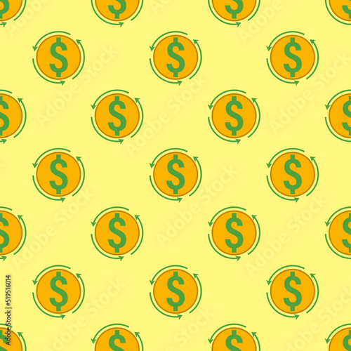 Investment fund seamless pattern. Icon of investment, savings, income, money management. Long term investing, pension fund concept. Design for wallpaper, packing, wrapping paper. Vector illustration