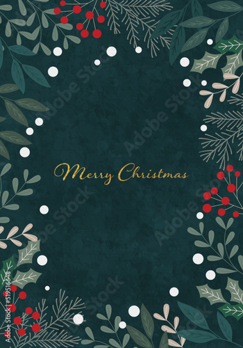 クリスマスのベクターイラストフレーム背景(greeting,invitation,card,postcard,xmas,X'mas)