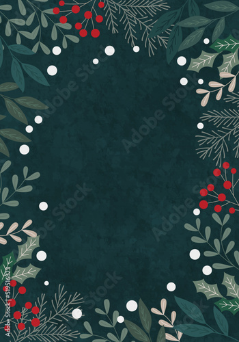 クリスマスのベクターイラストフレーム背景(greeting,invitation,card,postcard,xmas,X'mas)