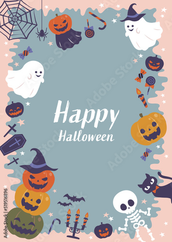 ハロウィン　カボチャとオバケの背景