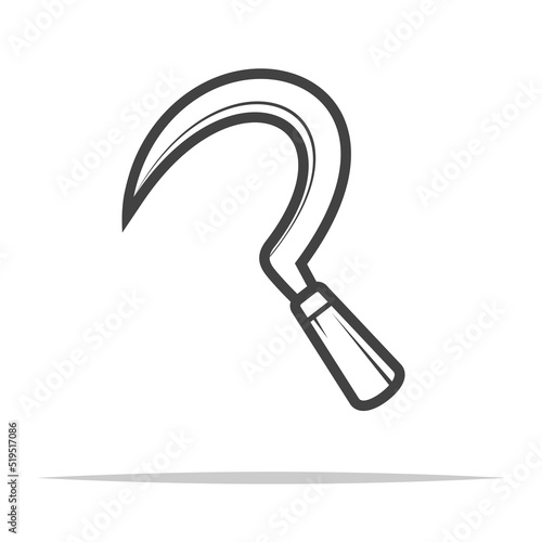 Sickle blade outline icon vector isolated