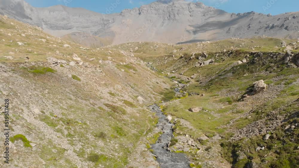 Dolly in shoot of the massif of Mount Cenis and its river Dolly in shoot of the massif of Mount Cenis and its river