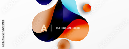 Flowing geometric shapes minimalist abstract background. Round shapes and circles. Wallpaper for concept of AI technology, blockchain, communication, 5G, science, business