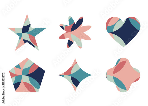 Set of geometric shapes with decorative filling