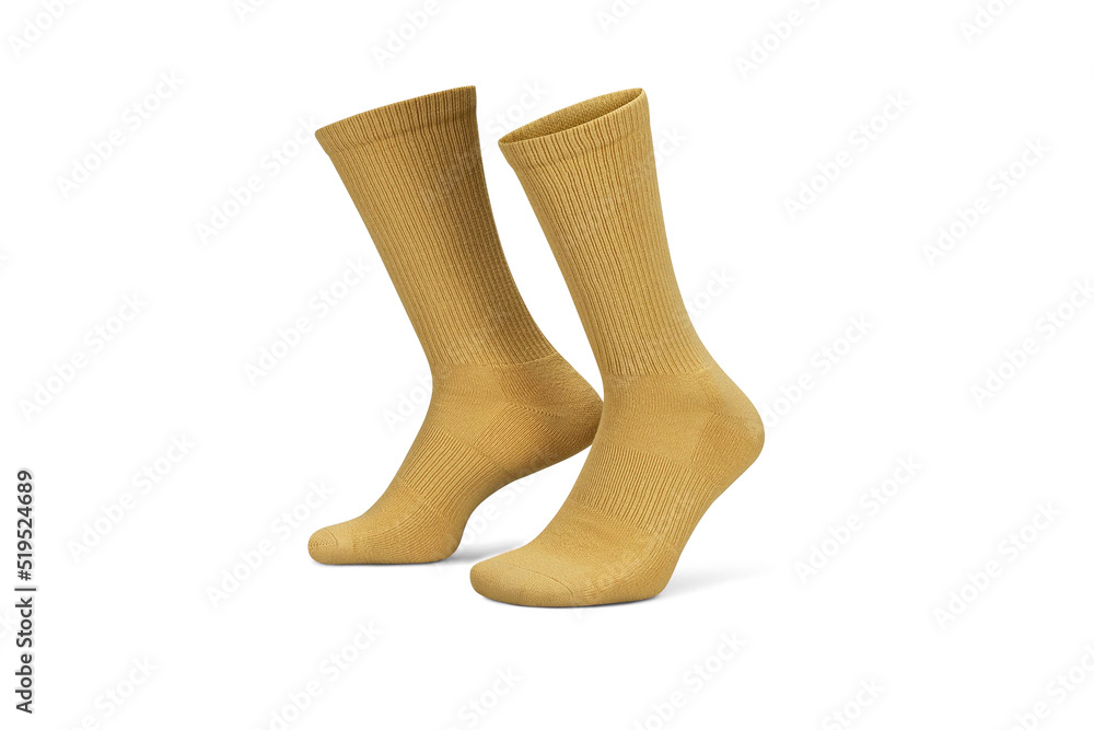 Pair of orange cotton socks isolated on white. Set of short socks for sports as mock up and label for advertising, logo, branding. Pair of orange cotton socks isolated on white. Set of short socks for sports as mock up and label for advertising, logo, branding.