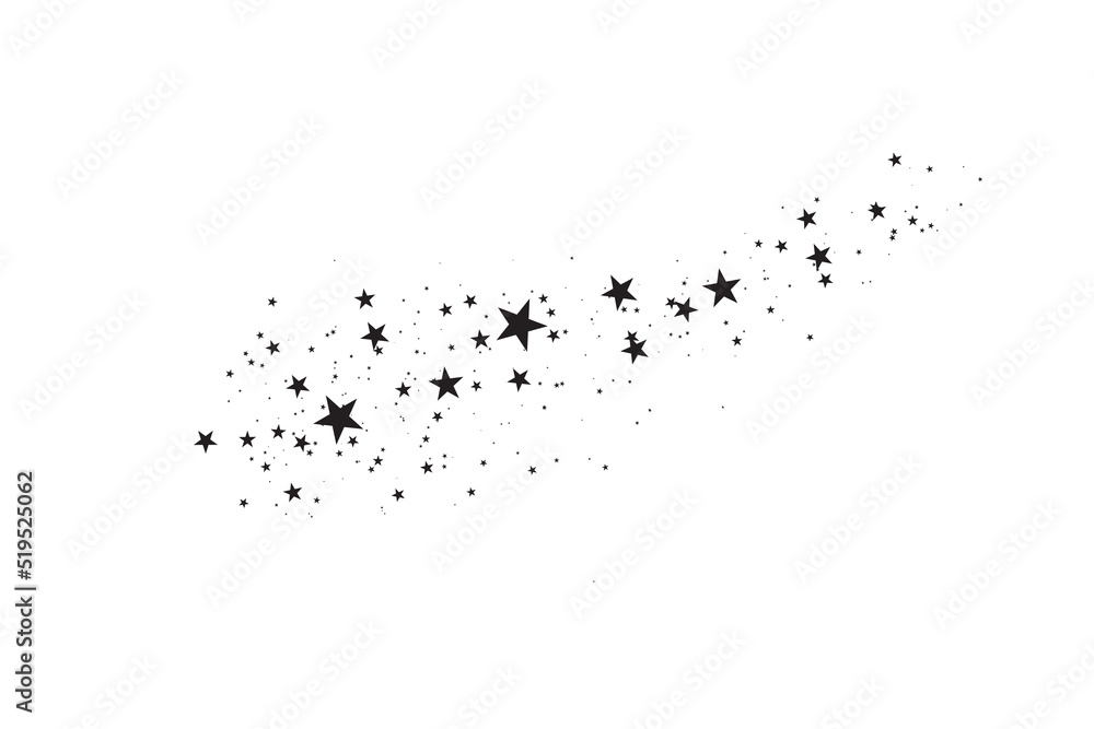 Stars on a white background. Black star shooting with an elegant star.Meteoroid, comet, asteroid, stars. Stars on a white background. Black star shooting with an elegant star.Meteoroid, comet, asteroid, stars.