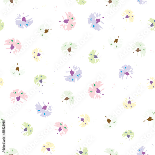 seamless plants pattern background with cute tiny flowers , greeting card or fabric