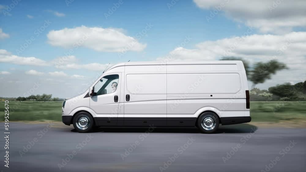 Generic 3d model of delivery van very fast driving on highway. Gas, oil concept. Realistic 4k animation. Generic 3d model of delivery van very fast driving on highway. Gas, oil concept. Realistic 4k animation.