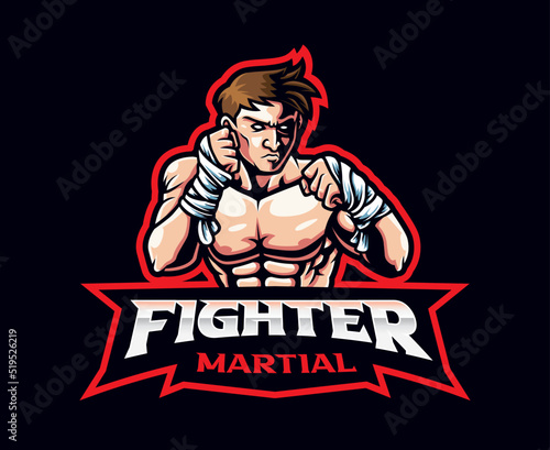 Mixed martial art fighter mascot logo design