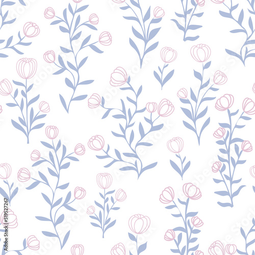 Trendy floral pattern with wonderful pastel flowers. Elegant template for fashion prints, textiles, wallpaper and packaging. Botanical trendy vector illustration