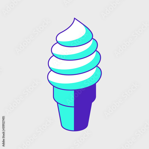 Ice cream cone isometric vector icon illustration